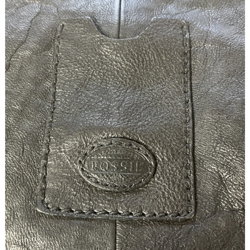 Fossil Black Leather Messenger Laptop Crossbody Shoulder Bag